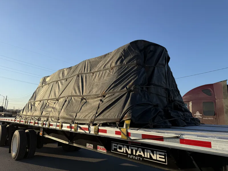 Flatbed load hauled by Delgado Trucking Services
