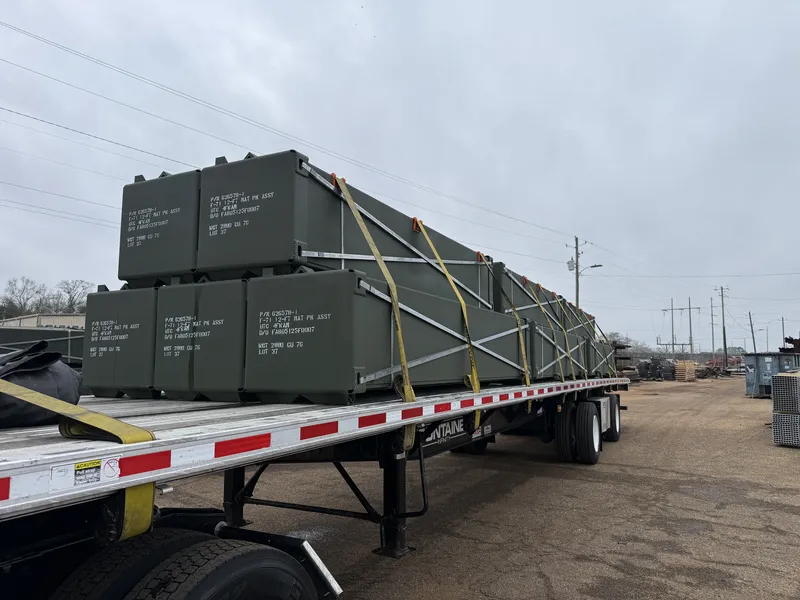 Flatbed load hauled by Delgado Trucking Services