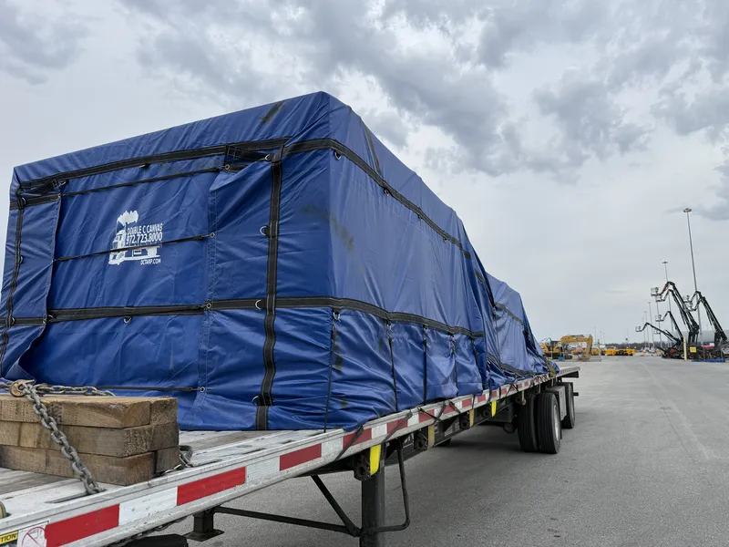 Flatbed load hauled by Delgado Trucking Services
