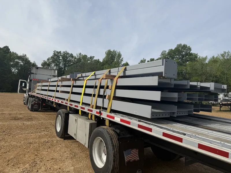 Flatbed load hauled by Delgado Trucking Services
